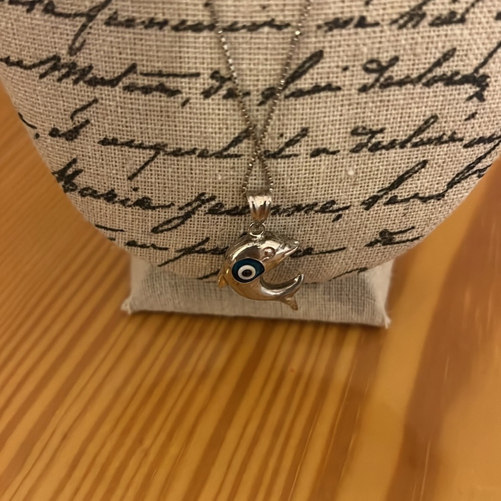 Women's Jewlely Evil Eye Dolphin Pendant Necklace